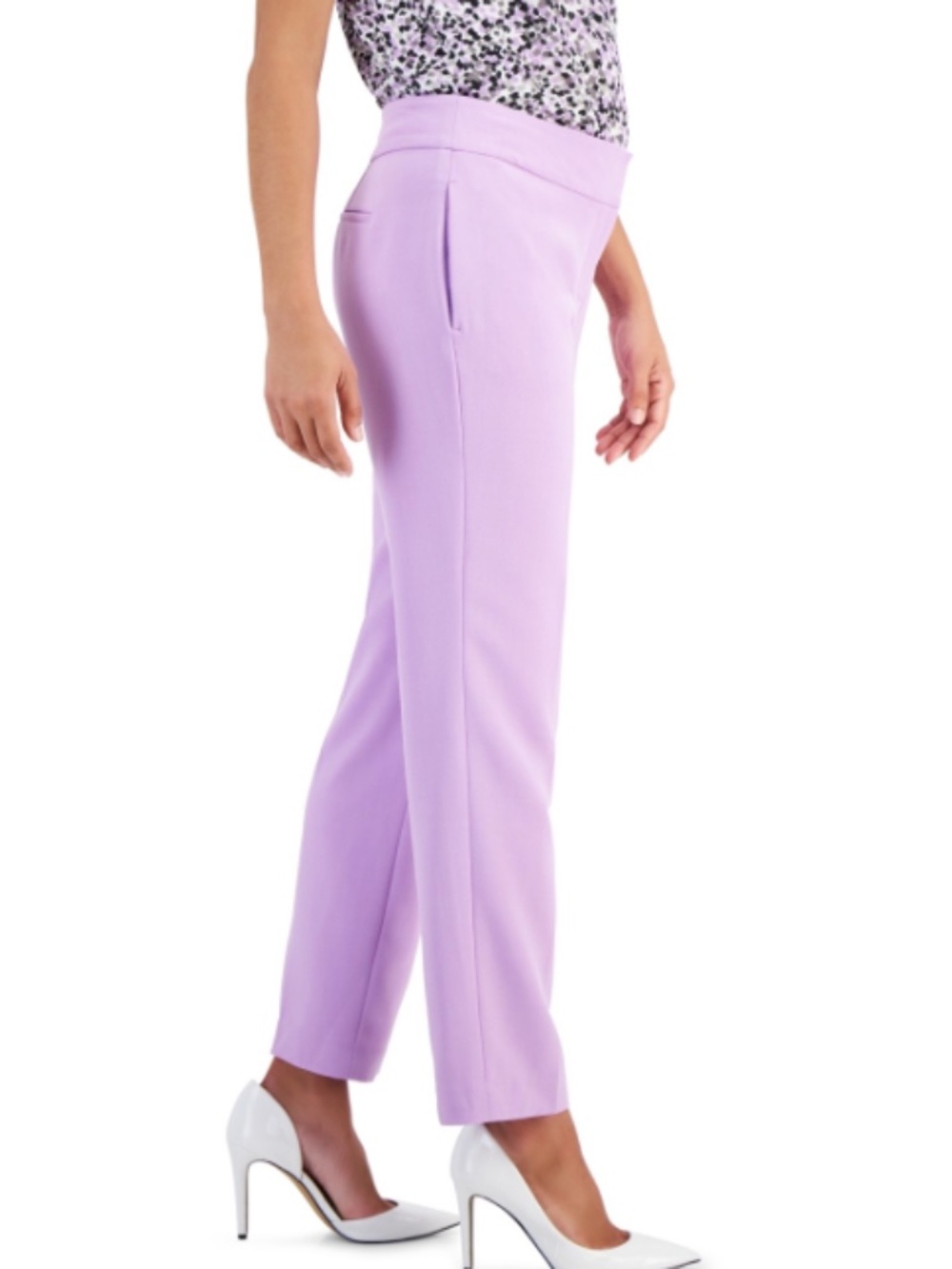 Kasper Women's Stretch-Crepe Straight-Leg Pants Lavender Mist  Size 14.
